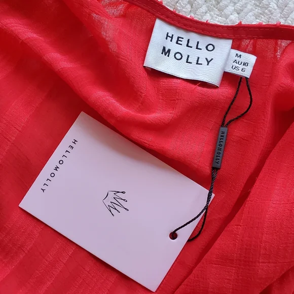 Hello Molly Waiting To Find You Red Mini Wrap Dress NWT - Picture 6 of 10